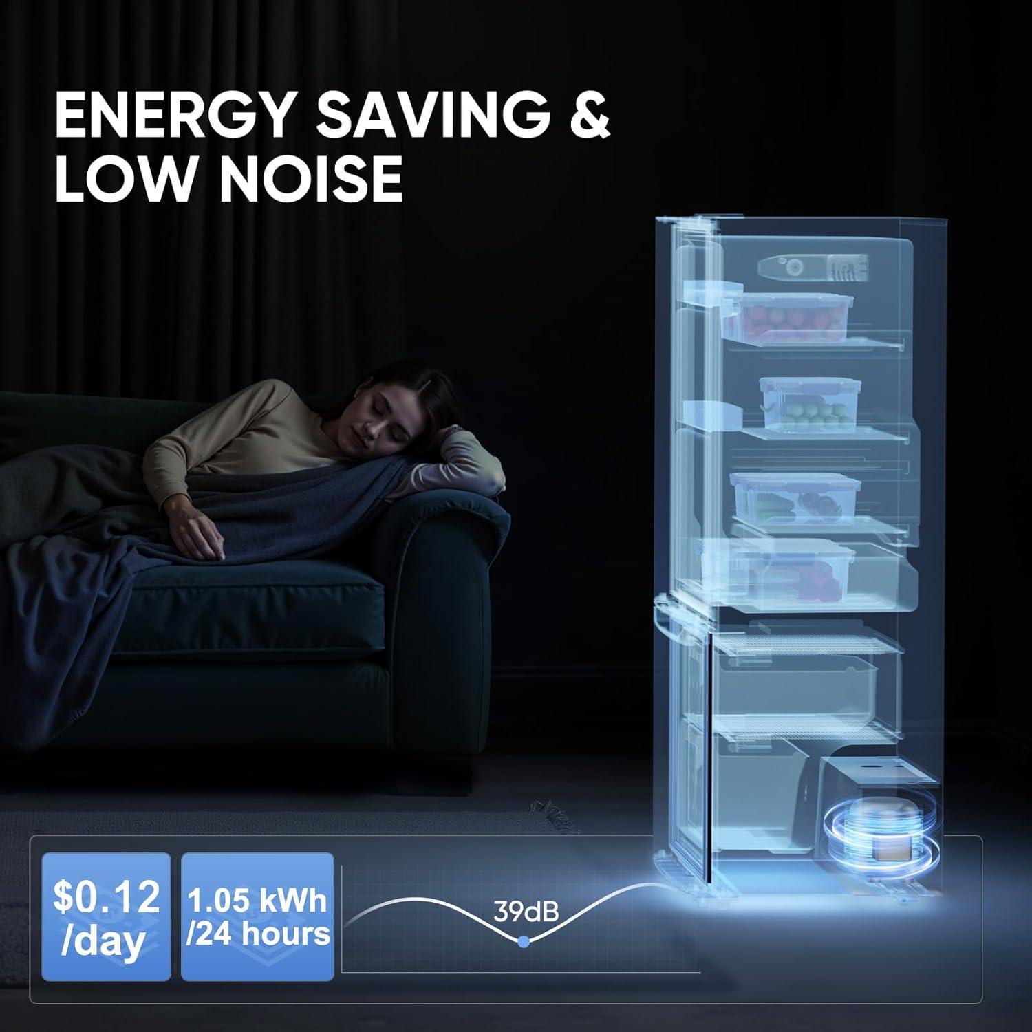 imageUpstreman 71 CuFt Refrigerator with Bottom Freezer Apartment Fridge with Freezer Energyefficient Large Capacity Adjustable Thermostat Refrigerator for Apartment Kitchen DormBM71