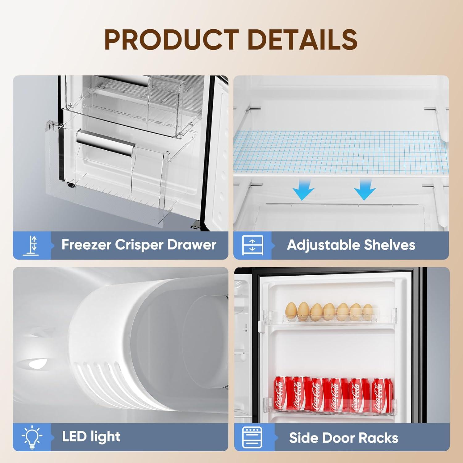 imageUpstreman 71 CuFt Refrigerator with Bottom Freezer Apartment Fridge with Freezer Energyefficient Large Capacity Adjustable Thermostat Refrigerator for Apartment Kitchen DormBM71