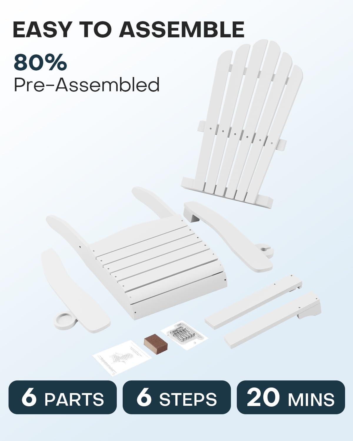 imageUpstreman Home Oversized Adirondack Chair Set of 1 Outdoor Fire Pit Chair with 2 Cup Holders Adirondack Patio Chair Weather Resistant for Outside Porch Lawn Garden A1 Max BlueWhite