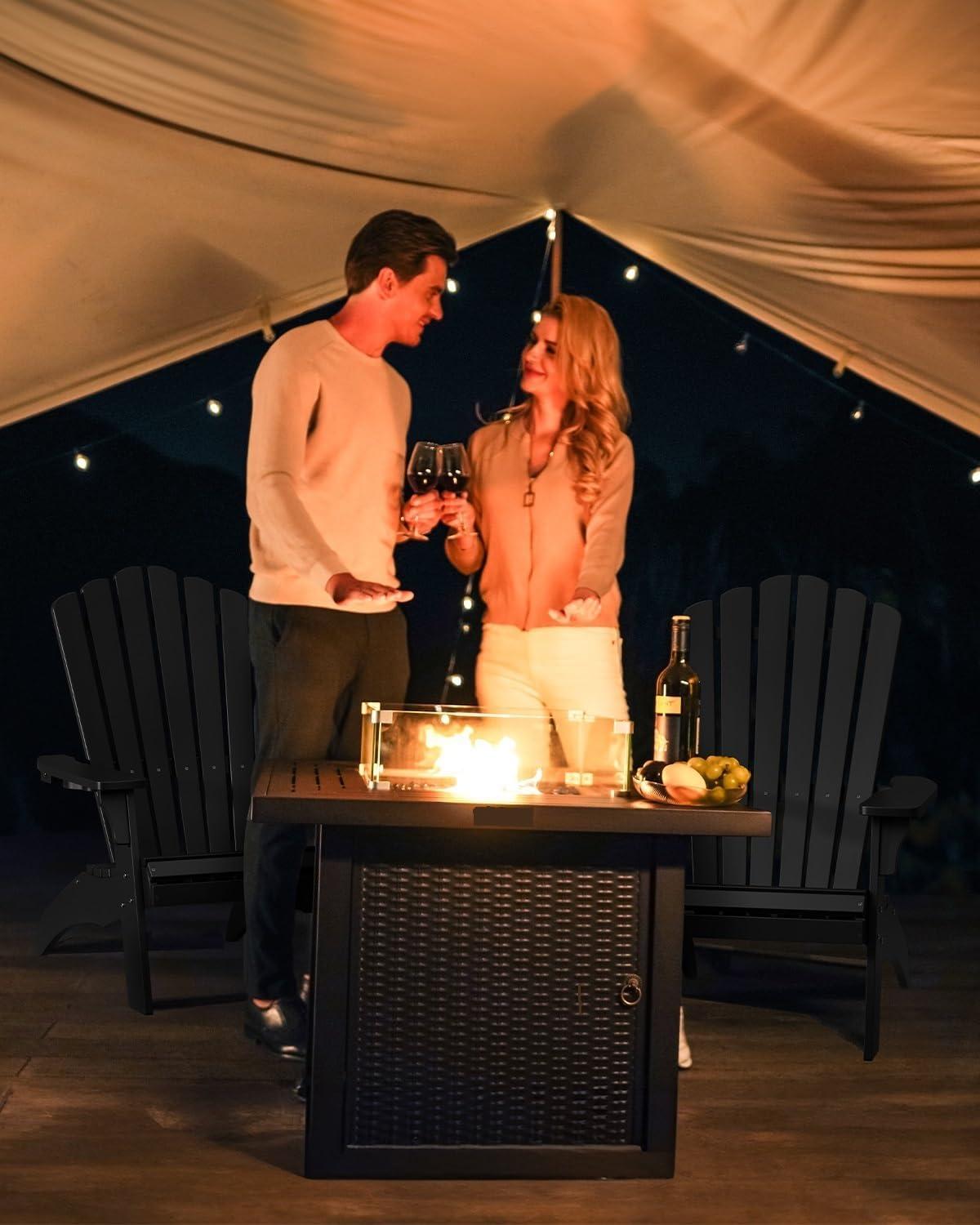 imageUpstreman Home Oversized Adirondack Chair Set of 1 Outdoor Fire Pit Chair with 2 Cup Holders Adirondack Patio Chair Weather Resistant for Outside Porch Lawn Garden A1 Max BlueBlack