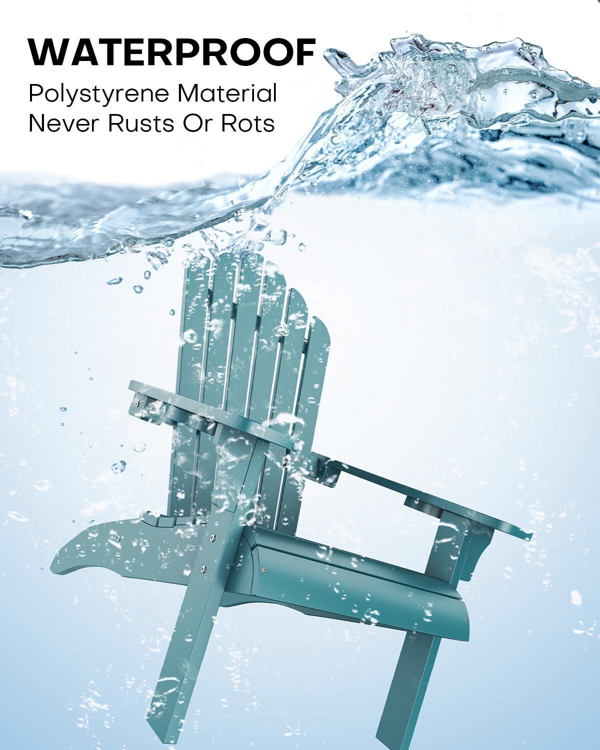 imageUpstreman Home Oversized Adirondack Chair Set of 1 Outdoor Fire Pit Chair with 2 Cup Holders Adirondack Patio Chair Weather Resistant for Outside Porch Lawn Garden A1 Max BlueBlue