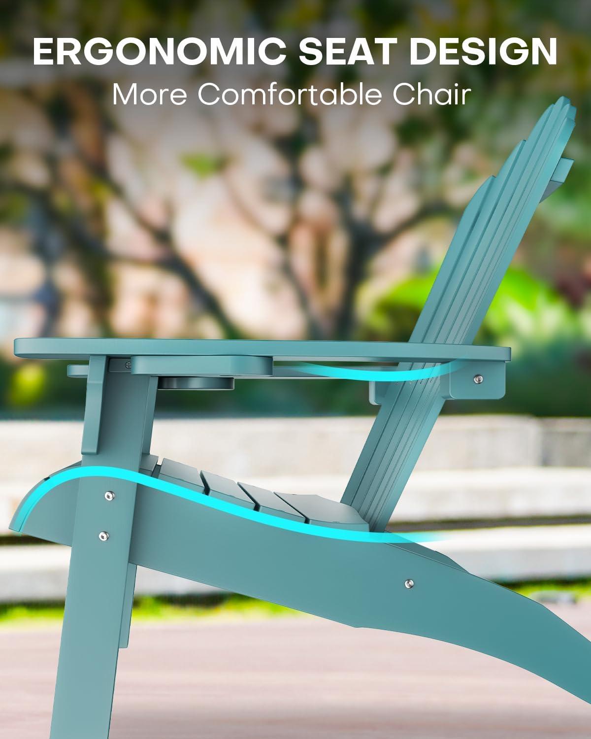 imageUpstreman Home Oversized Adirondack Chair Set of 1 Outdoor Fire Pit Chair with 2 Cup Holders Adirondack Patio Chair Weather Resistant for Outside Porch Lawn Garden A1 Max BlueBlue