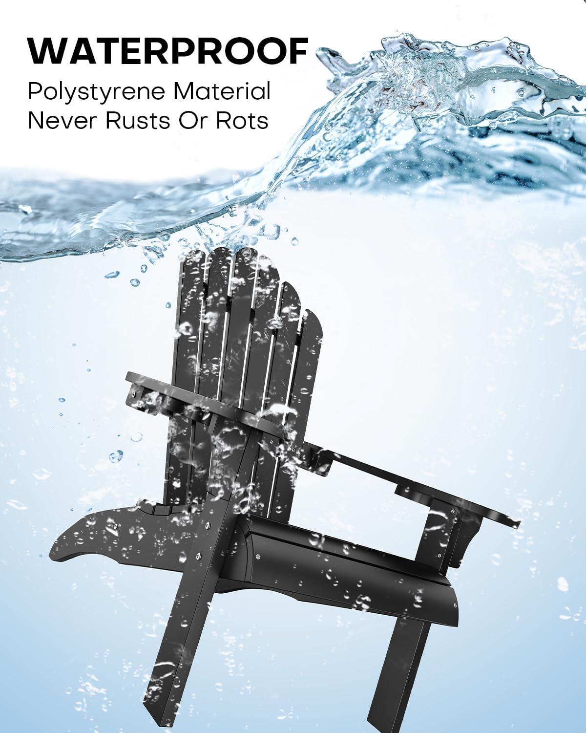 imageUpstreman Home Oversized Adirondack Chair Set of 1 Outdoor Fire Pit Chair with 2 Cup Holders Adirondack Patio Chair Weather Resistant for Outside Porch Lawn Garden A1 Max BlueBlack