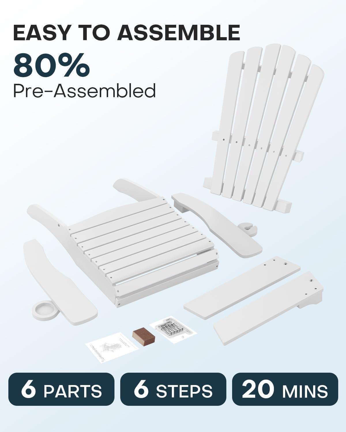 imageUpstreman Home Oversized Adirondack Chair Set of 1 Outdoor Fire Pit Chair with 2 Cup Holders Adirondack Patio Chair Weather Resistant for Outside Porch Lawn Garden A1 Max BlueWhite