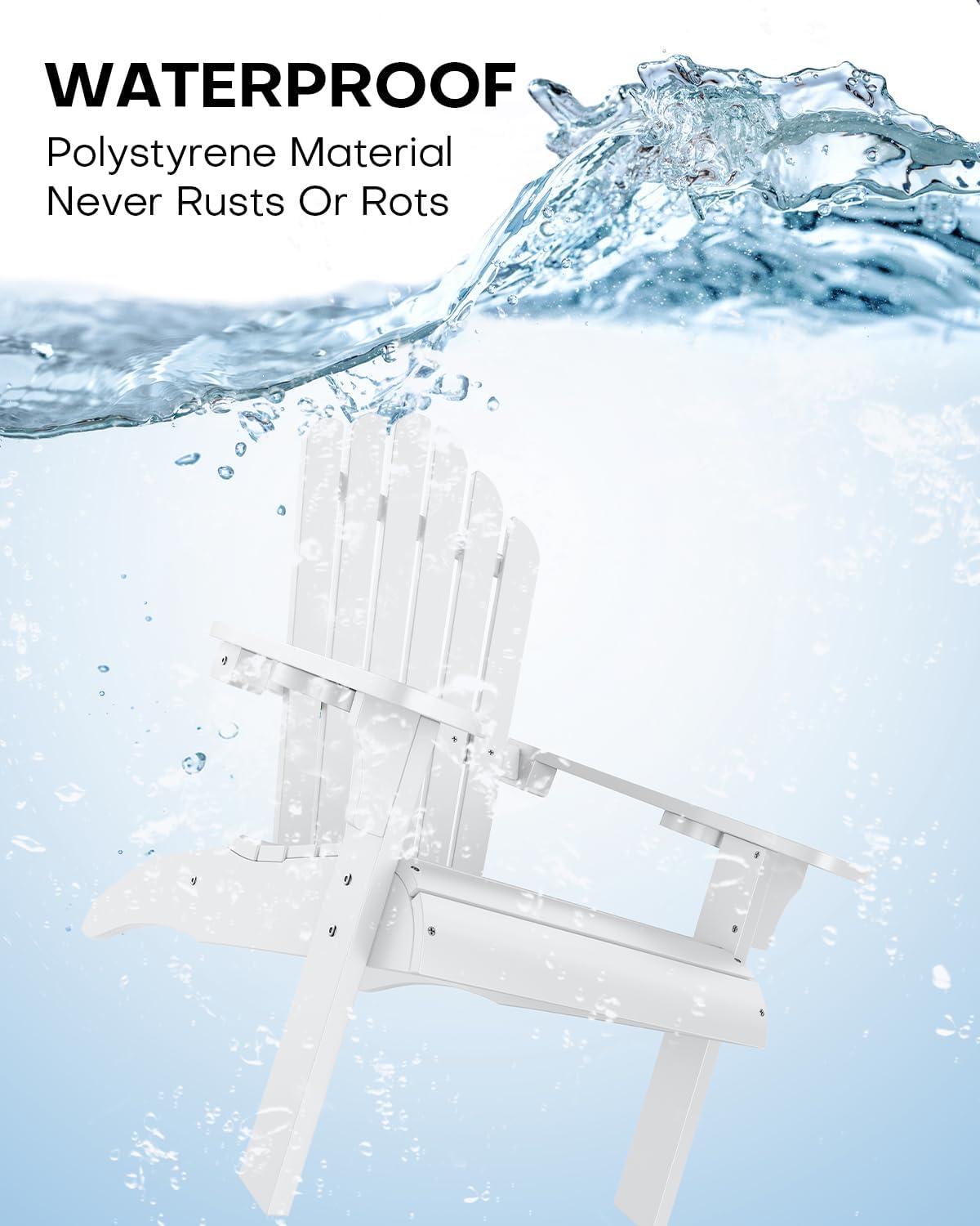 imageUpstreman Home Oversized Adirondack Chair Set of 1 Outdoor Fire Pit Chair with 2 Cup Holders Adirondack Patio Chair Weather Resistant for Outside Porch Lawn Garden A1 Max BlueWhite