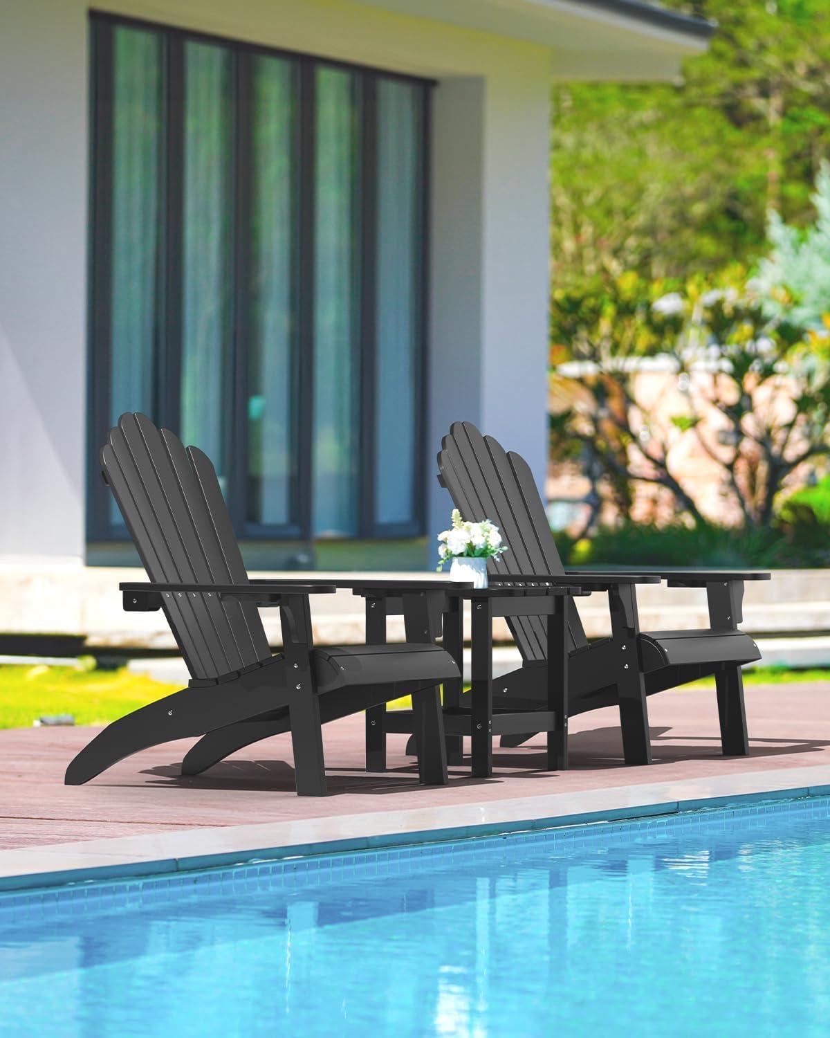 imageUpstreman Home Oversized Adirondack Chair Set of 1 Outdoor Fire Pit Chair with 2 Cup Holders Adirondack Patio Chair Weather Resistant for Outside Porch Lawn Garden A1 Max BlueBlack