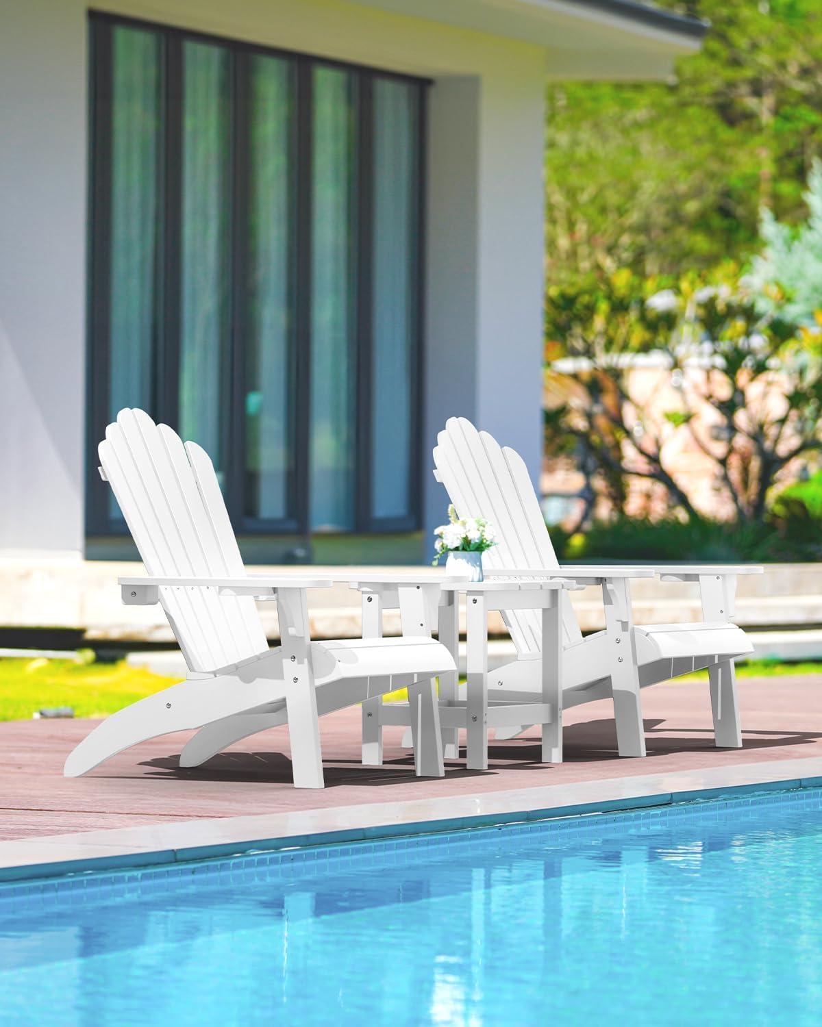 imageUpstreman Home Oversized Adirondack Chair Set of 1 Outdoor Fire Pit Chair with 2 Cup Holders Adirondack Patio Chair Weather Resistant for Outside Porch Lawn Garden A1 Max BlueWhite