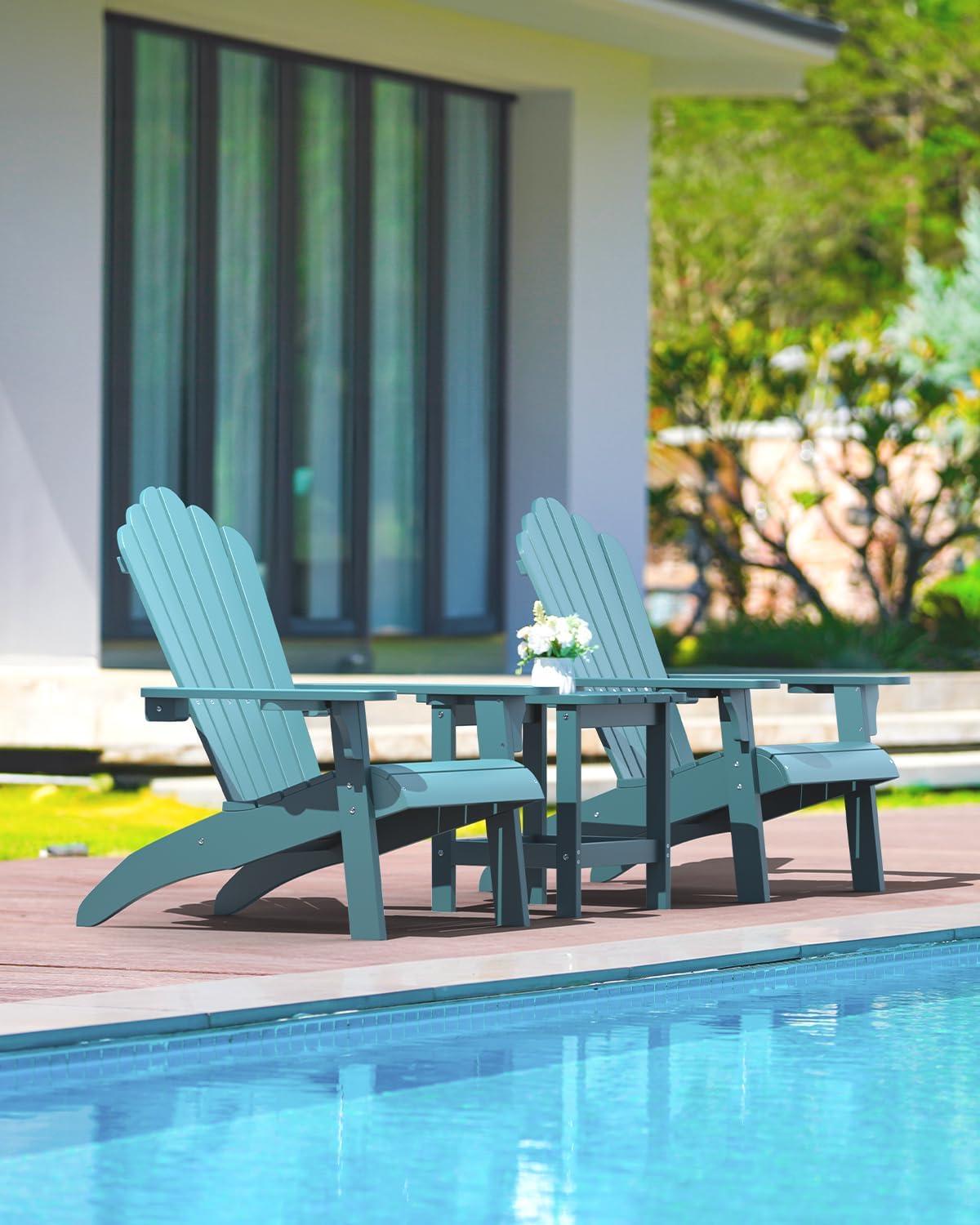 imageUpstreman Home Oversized Adirondack Chair Set of 1 Outdoor Fire Pit Chair with 2 Cup Holders Adirondack Patio Chair Weather Resistant for Outside Porch Lawn Garden A1 Max BlueBlue