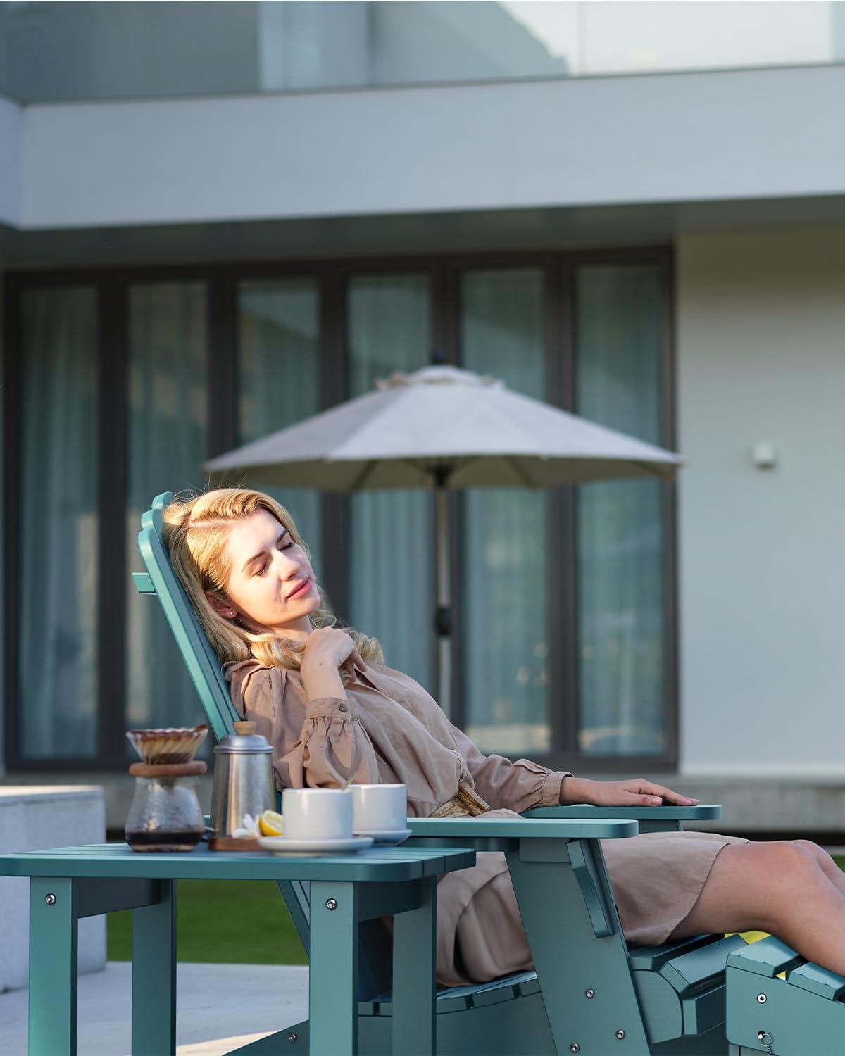 imageUpstreman Home Oversized Adirondack Chair Set of 1 Outdoor Fire Pit Chair with 2 Cup Holders Adirondack Patio Chair Weather Resistant for Outside Porch Lawn Garden A1 Max BlueBlue