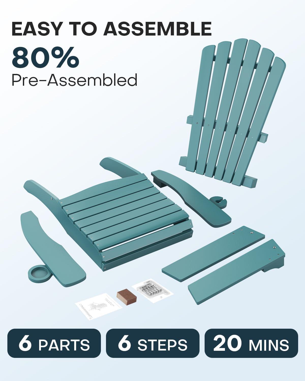 imageUpstreman Home Oversized Adirondack Chair Set of 1 Outdoor Fire Pit Chair with 2 Cup Holders Adirondack Patio Chair Weather Resistant for Outside Porch Lawn Garden A1 Max BlueBlue