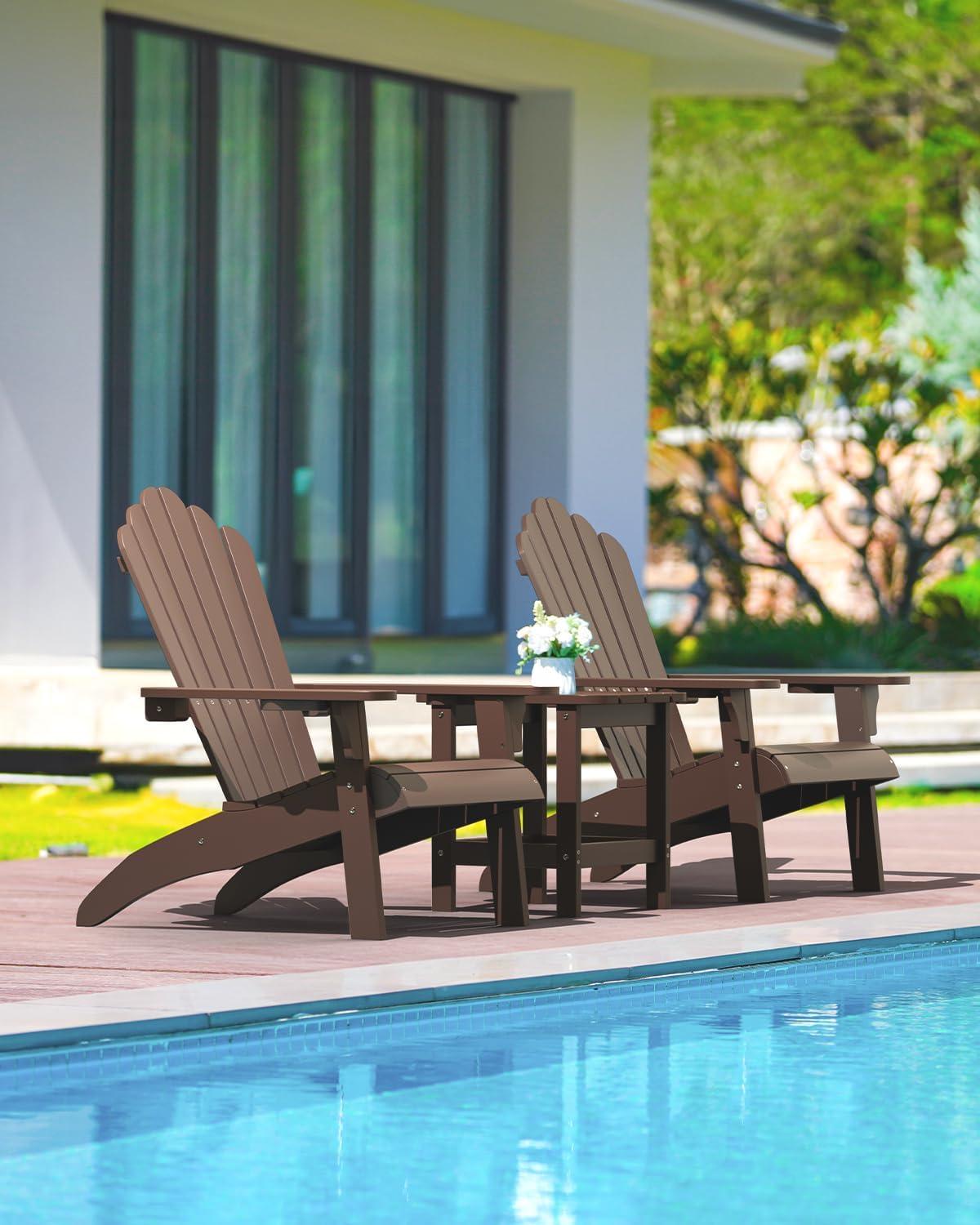 imageUpstreman Home Oversized Adirondack Chair Set of 1 Outdoor Fire Pit Chair with 2 Cup Holders Adirondack Patio Chair Weather Resistant for Outside Porch Lawn Garden A1 Max BlueCoffee