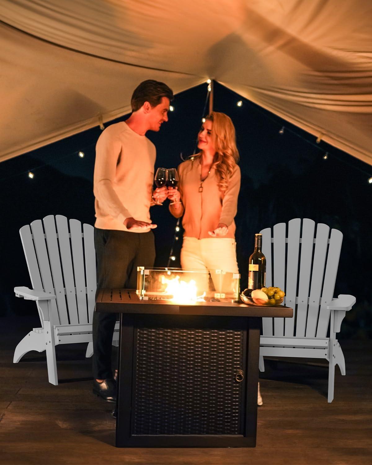 imageUpstreman Home Oversized Adirondack Chair Set of 1 Outdoor Fire Pit Chair with 2 Cup Holders Adirondack Patio Chair Weather Resistant for Outside Porch Lawn Garden A1 Max BlueWhite