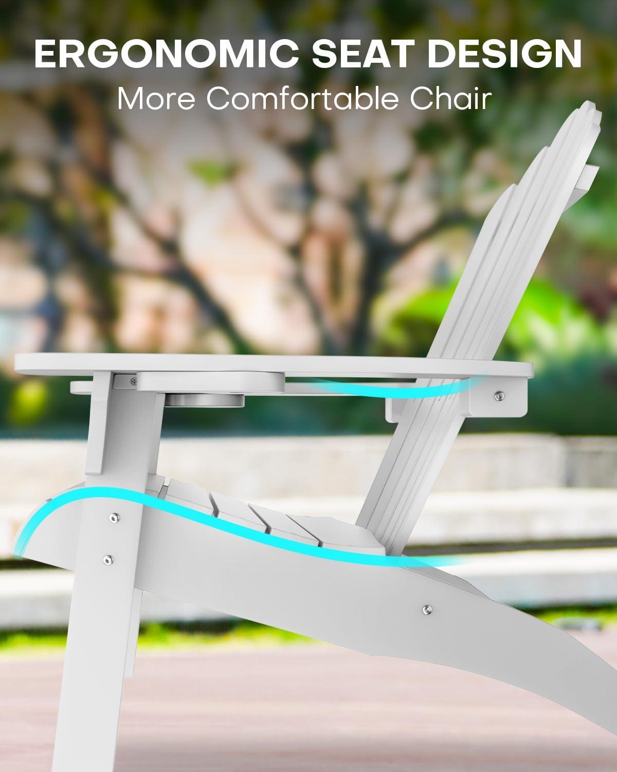 imageUpstreman Home Oversized Adirondack Chair Set of 1 Outdoor Fire Pit Chair with 2 Cup Holders Adirondack Patio Chair Weather Resistant for Outside Porch Lawn Garden A1 Max BlueWhite