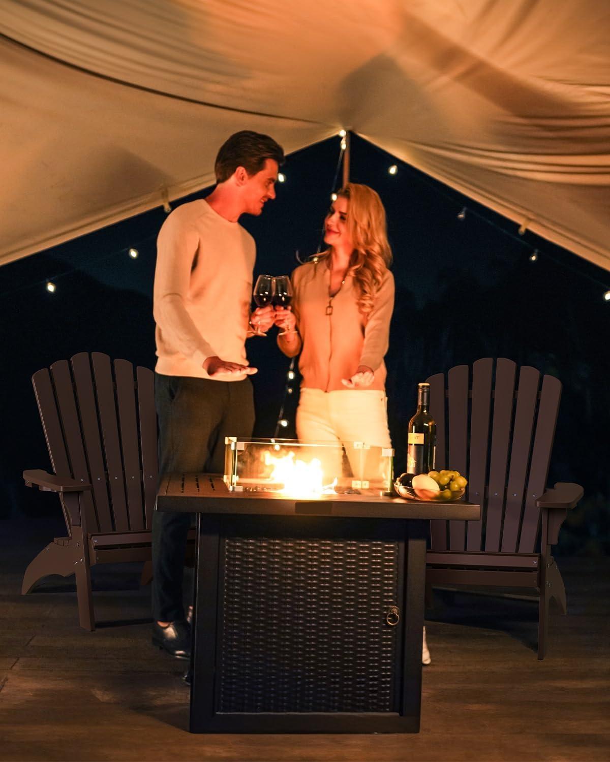 imageUpstreman Home Oversized Adirondack Chair Set of 1 Outdoor Fire Pit Chair with 2 Cup Holders Adirondack Patio Chair Weather Resistant for Outside Porch Lawn Garden A1 Max BlueCoffee