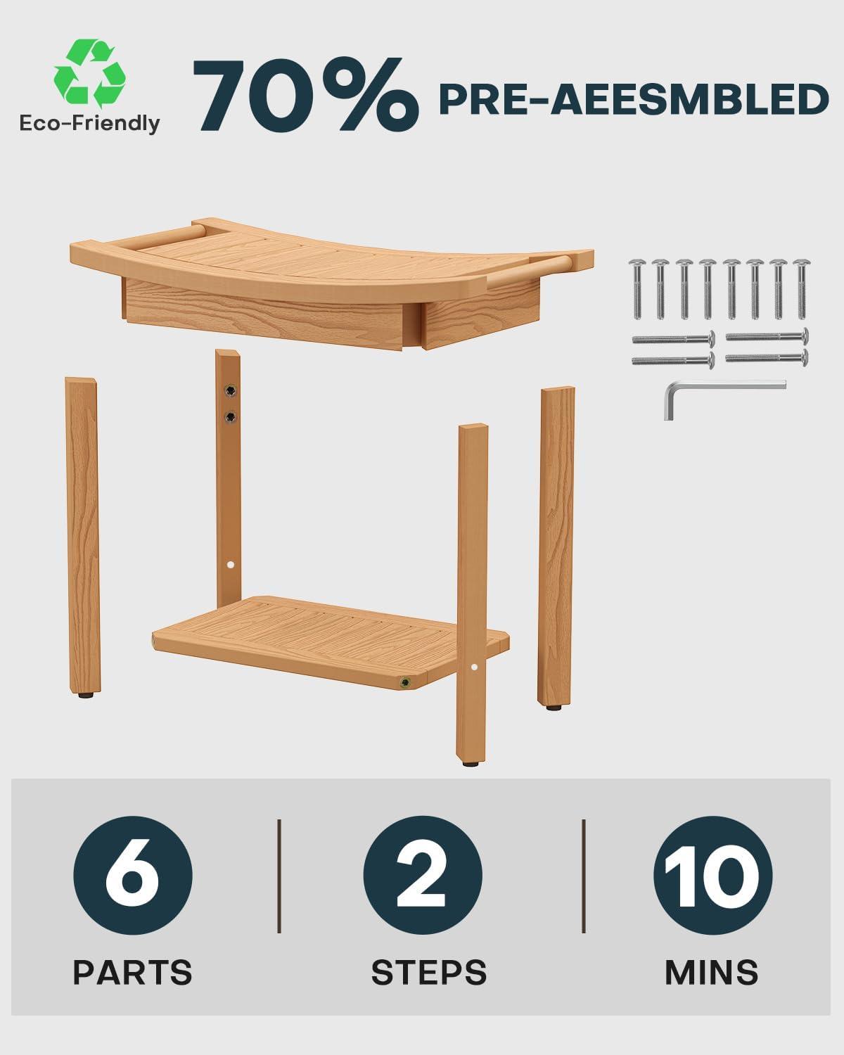 imageUpstreman Home Oversized Shower Bench Waterproof Shower Stool for Inside Shower NonSlip Shower Seat with Storage Shelf Poly Lumber Shower Bench for Bathroom Living Room 24quot Teak Color