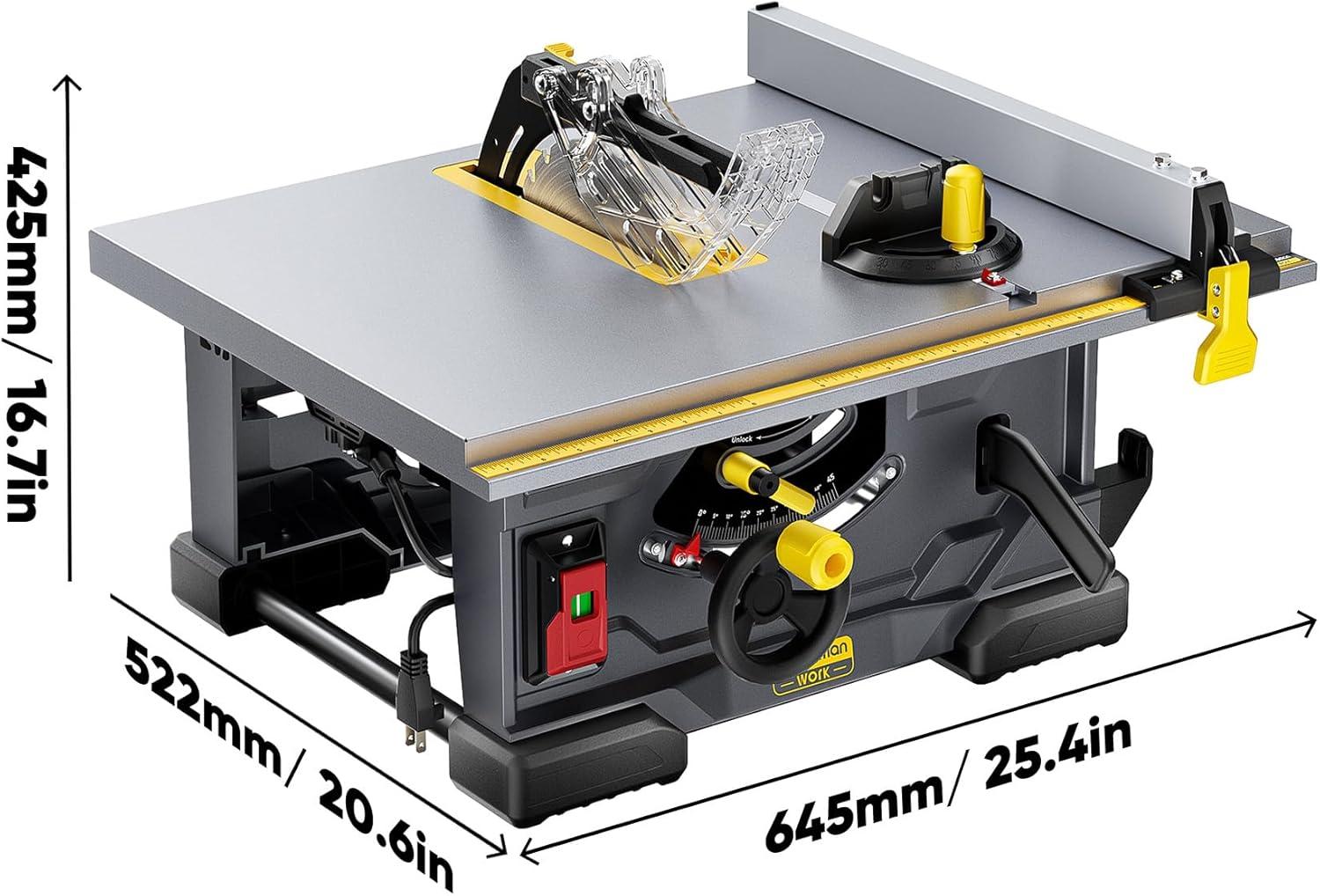 imageUpstreman Work M1 Pro Portable Table Saw 13Amp Compact Tablesaw 5700RPM 825quot 24T Blade Dust Collector Onboard Carrying Handle Easy to Carry Adjustable Cut Depth and Angle for DIY