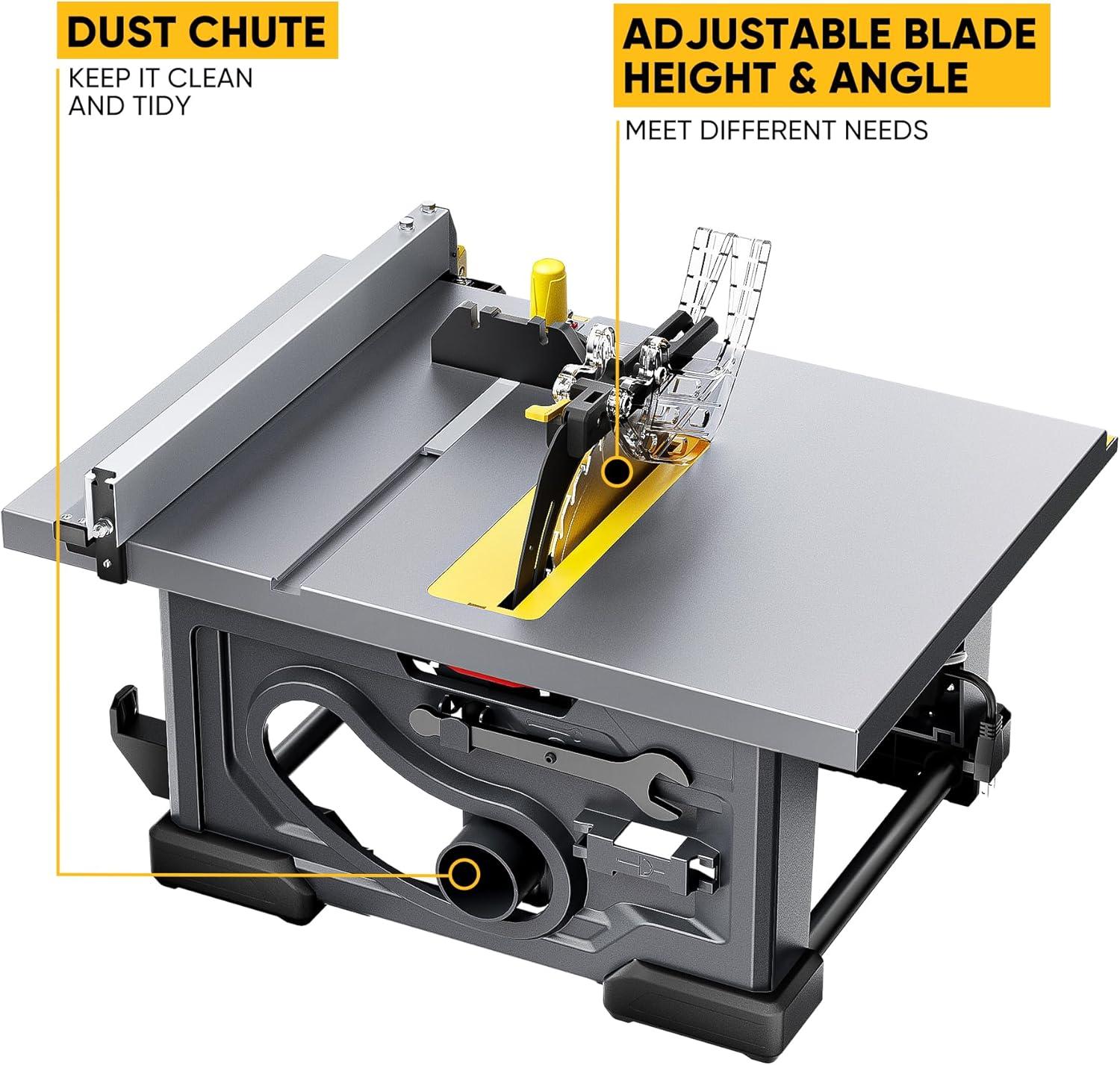 imageUpstreman Work M1 Pro Portable Table Saw 13Amp Compact Tablesaw 5700RPM 825quot 24T Blade Dust Collector Onboard Carrying Handle Easy to Carry Adjustable Cut Depth and Angle for DIY