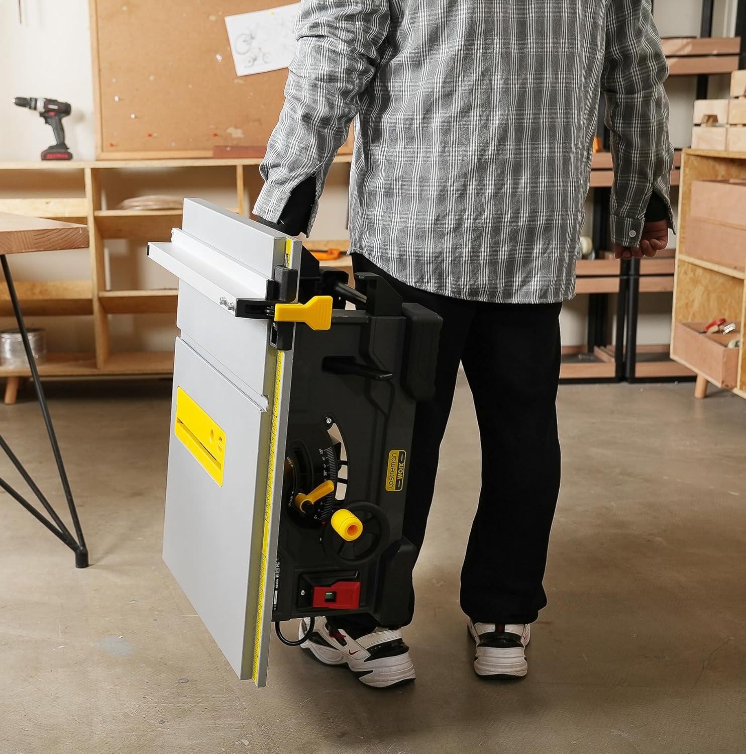 imageUpstreman Work M1 Pro Portable Table Saw 13Amp Compact Tablesaw 5700RPM 825quot 24T Blade Dust Collector Onboard Carrying Handle Easy to Carry Adjustable Cut Depth and Angle for DIY