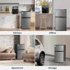 imageUpstreman 31 CuFt Mini Fridge with Freezer Double Door Small Fridge Dorm Essentials Adjustable Thermostat Energy Saving Mini Refrigerator for Office Dorm Bedroom BlackSilver