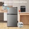 imageUpstreman 31 CuFt Mini Fridge with Freezer Double Door Small Fridge Dorm Essentials Adjustable Thermostat Energy Saving Mini Refrigerator for Office Dorm Bedroom BlackSilver
