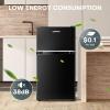 imageUpstreman 32 CuFt Mini Fridge with Freezer Double Door Mini Fridge Adjustable Thermostat Mini Refrigerator for Dorm Office Bedroom StainlessSD321Black