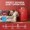 imageUpstreman 32 CuFt Retro Mini Fridge with Bottle Opener Energy Saving Adjustable Thermostat Metal Handle LED Lamp Mini Refrigerator for Bedroom Office DormBR321 PRO BlackRed