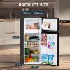 imageUpstreman 40 CuFt Mini Fridge with Freezer Dorm Essentials Double Door Small Refrigerator for Office Dorm Bedroom Adjustable Thermostat Large Capacity BlackBR401Stainless