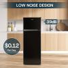 imageUpstreman 77 CuFt Refrigerator with Freezer Double Door Fridge Adjustable Thermostat Large Capacity Reversible Door Swing Refrigerator for Apartment Office Dorm BlackBD75Black