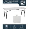imageUpstreman Home 6ft Folding Table SwiftFold Plastic Portable Foldable Table Indoor Outdoor Heavy Duty FoldinHalf Utility Table wCarry Handle Lock Dining Party Office Wedding 350 LBSGranite White