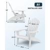 imageUpstreman Home Oversized Adirondack Chair Set of 1 Outdoor Fire Pit Chair with 2 Cup Holders Adirondack Patio Chair Weather Resistant for Outside Porch Lawn Garden A1 Max BlueWhite