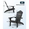 imageUpstreman Home Oversized Adirondack Chair Set of 1 Outdoor Fire Pit Chair with 2 Cup Holders Adirondack Patio Chair Weather Resistant for Outside Porch Lawn Garden A1 Max BlueBlack
