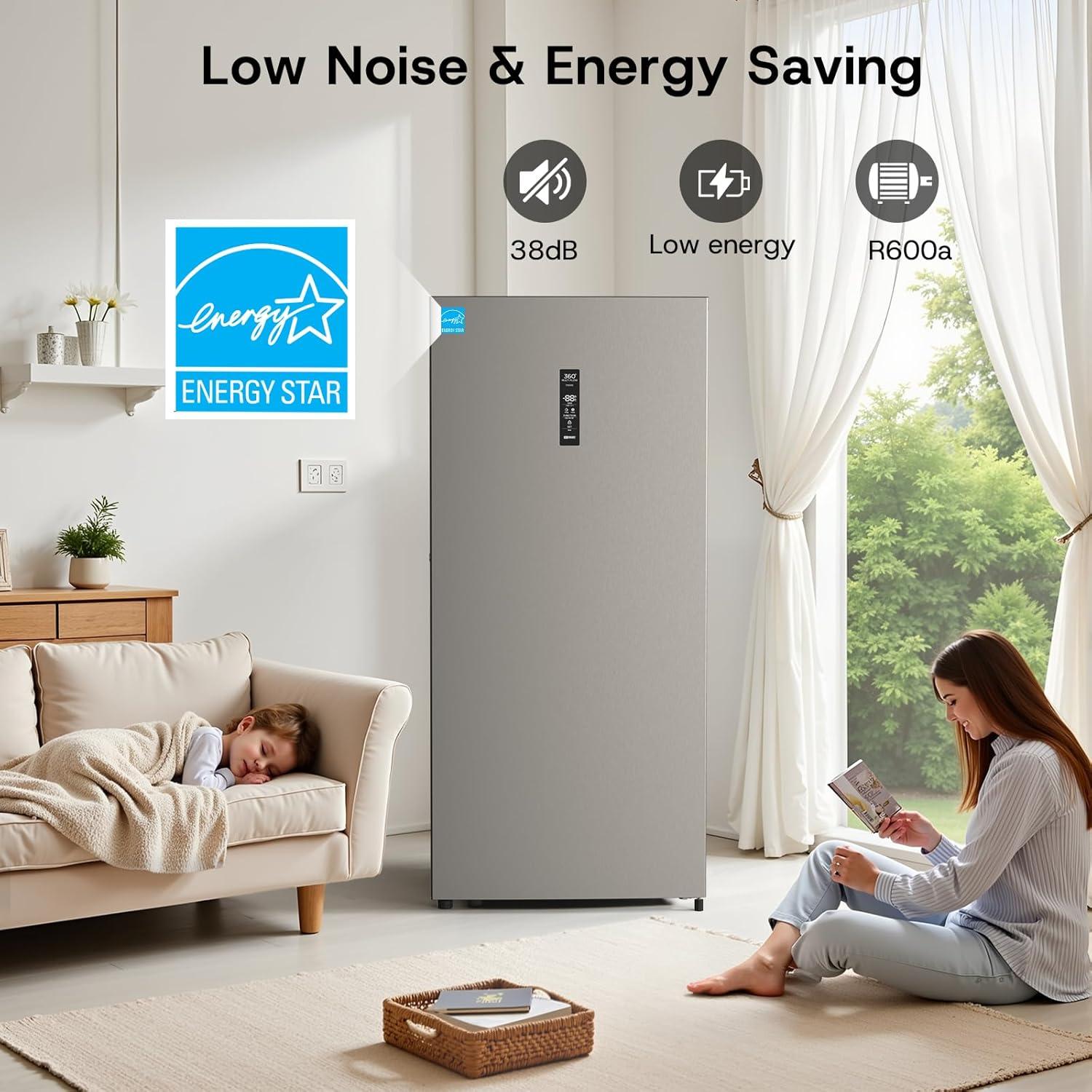 imageUpstreman 140 CuFt Upright Freezer Convertible Freezer Fridge with Smart Electronic Control Frost Free Energy Star Quiet Operation Stand Up Freezer for Homes Office GarageUF14