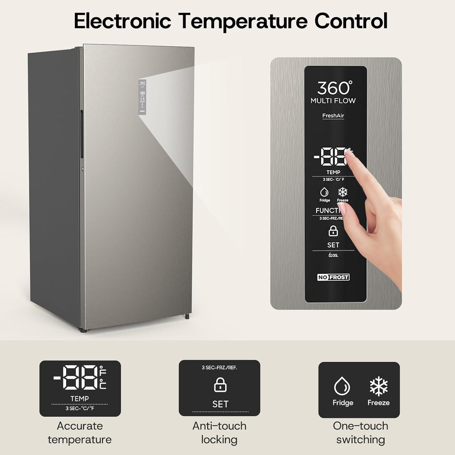 imageUpstreman 140 CuFt Upright Freezer Convertible Freezer Fridge with Smart Electronic Control Frost Free Energy Star Quiet Operation Stand Up Freezer for Homes Office GarageUF14