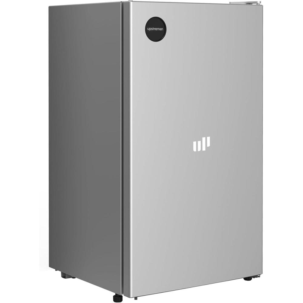 imageUpstreman 32 CuFt AllRefrigerator Mini Fridge Energy Star Certified Adjustable Thermostat Reversible Door LED Lamp Compact Refrigerator for Office Bedroom or Dorm SilverCR32