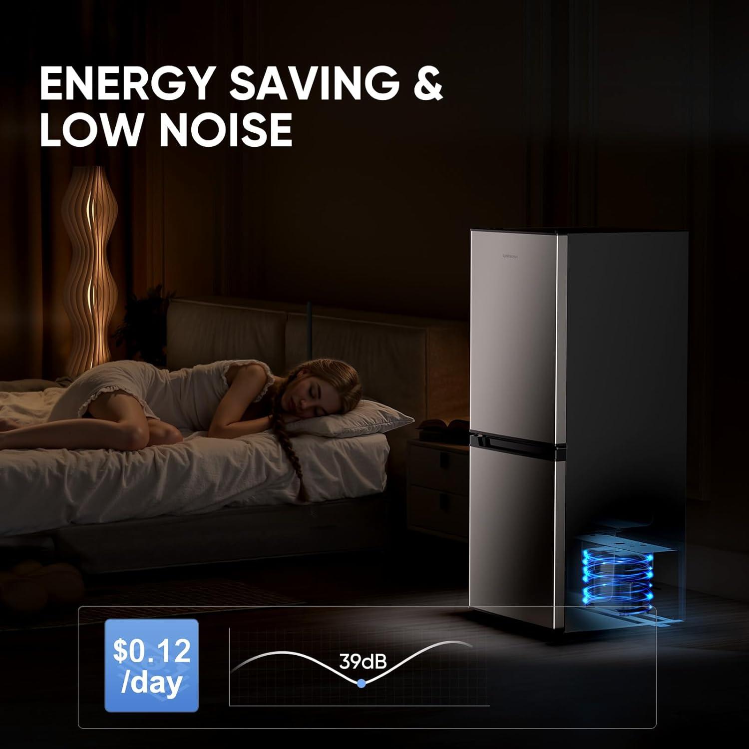 imageUpstreman 40 CuFt Small Refrigerator with Bottom Freezer Double Door Mini Refrigerator with Freezer Mini Fridge for Kitchen Apartment Dorm Office BM40 StainlessStainless