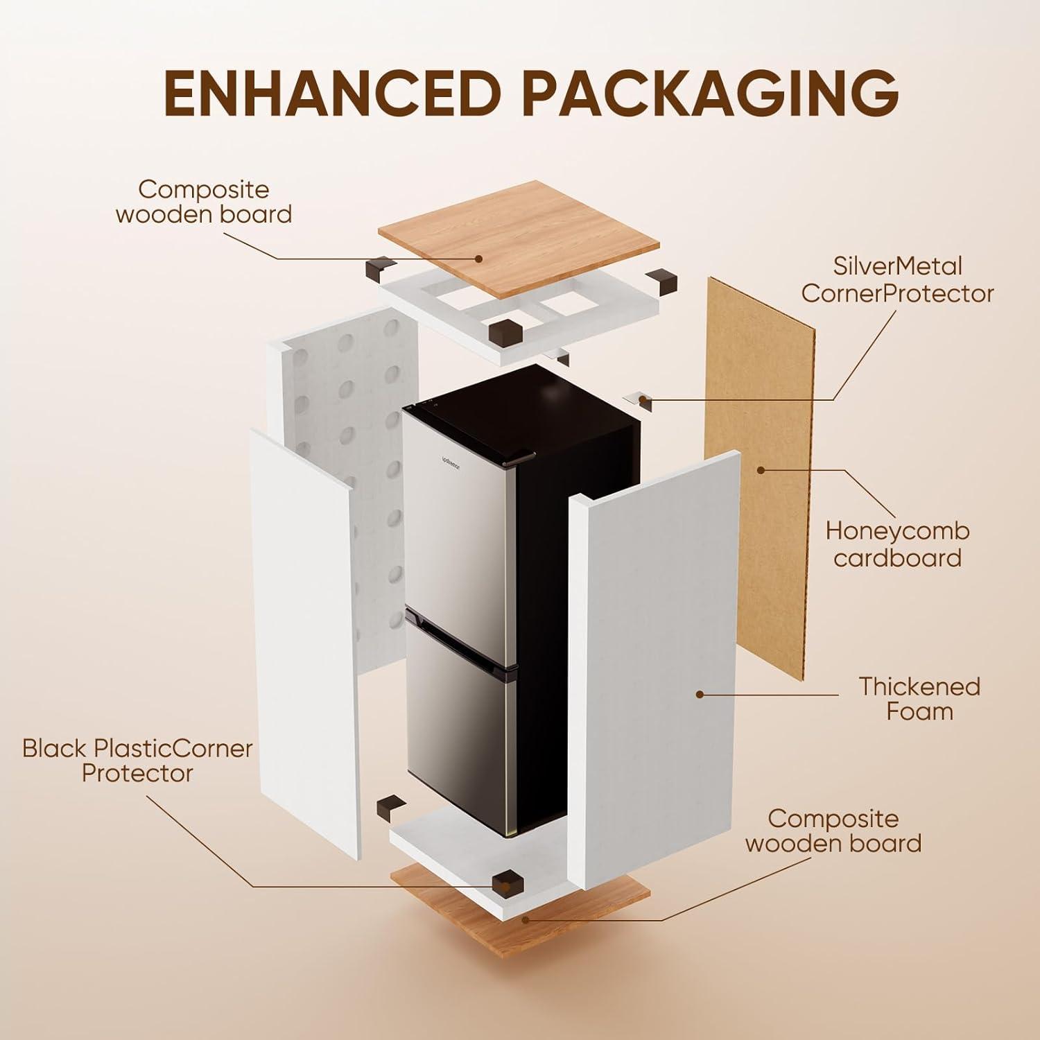 imageUpstreman 40 CuFt Small Refrigerator with Bottom Freezer Double Door Mini Refrigerator with Freezer Mini Fridge for Kitchen Apartment Dorm Office BM40 StainlessStainless