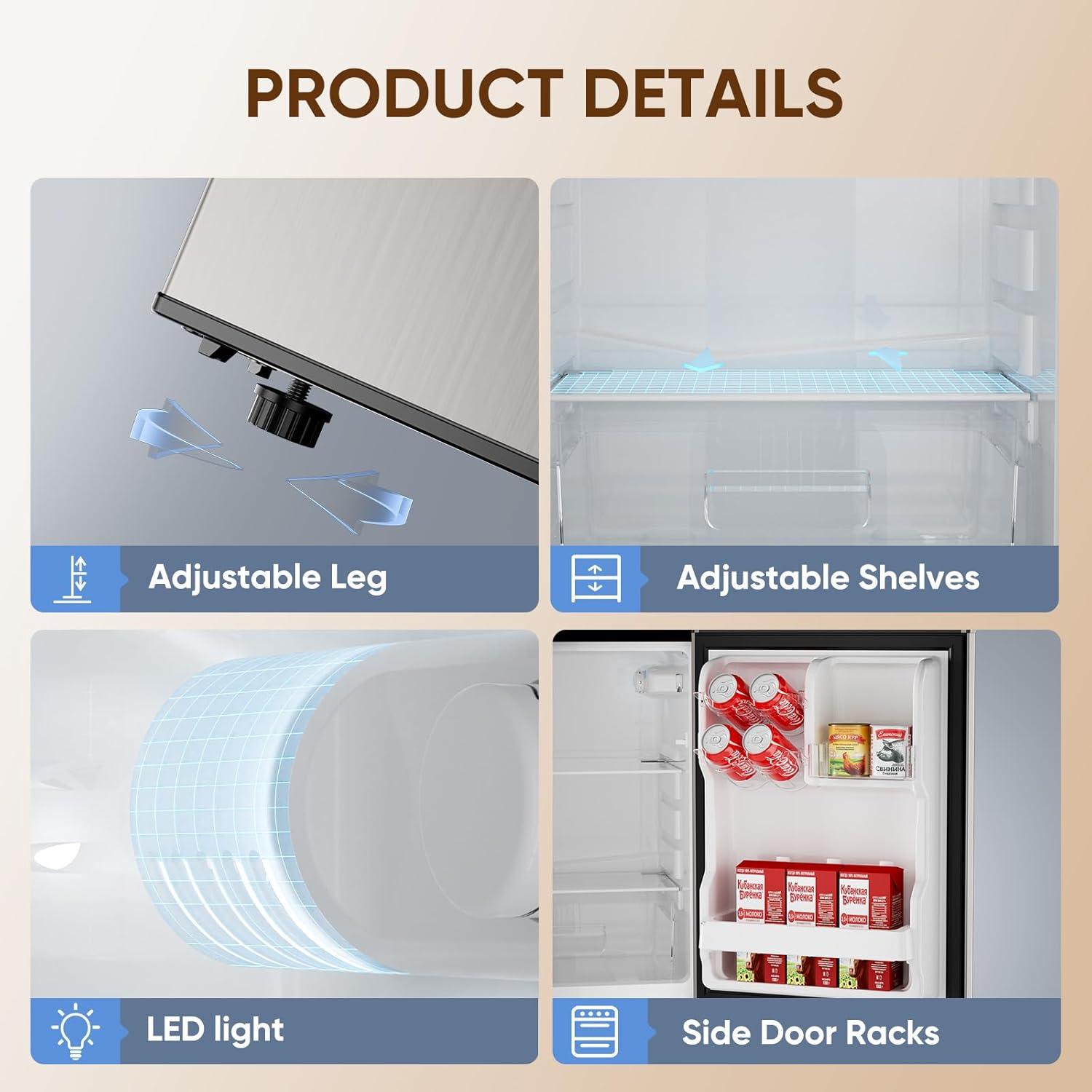 imageUpstreman 40 CuFt Small Refrigerator with Bottom Freezer Double Door Mini Refrigerator with Freezer Mini Fridge for Kitchen Apartment Dorm Office BM40 StainlessStainless