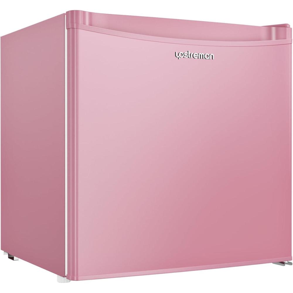 imageUpstreman 17 Cuft Mini Fridge with Freezer Dorm Essentials Adjustable Thermostat Energy Saving Low Noise Single Door Compact Refrigerator for Dorm Office Bedroom BlackFR17Pink