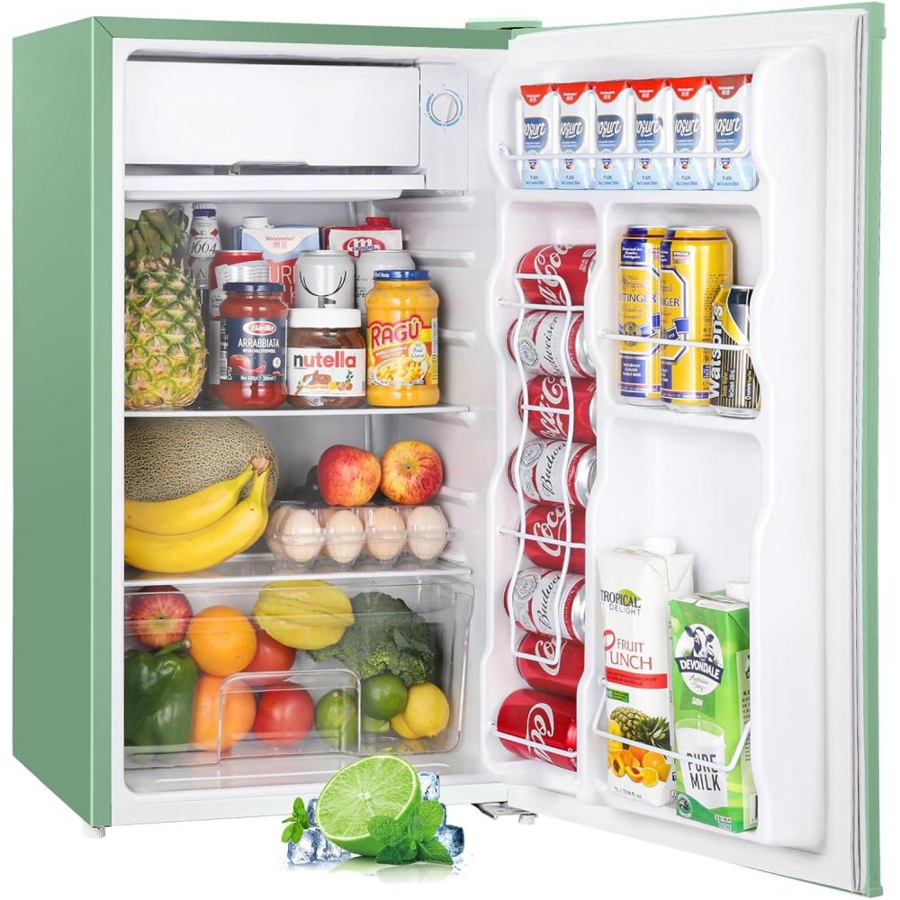 imageUpstreman 32 CuFt Mini Fridge with Freezer Single Door Mini Fridge Dorm Fridge Adjustable Thermostat Mini Refrigerator for Bedroom Office Dorm BlackBR321Mint Green