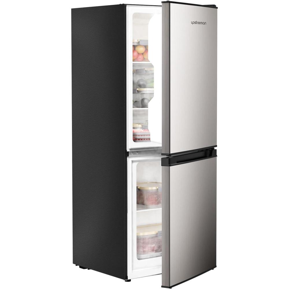 imageUpstreman 40 CuFt Small Refrigerator with Bottom Freezer Double Door Mini Refrigerator with Freezer Mini Fridge for Kitchen Apartment Dorm Office BM40 StainlessStainless