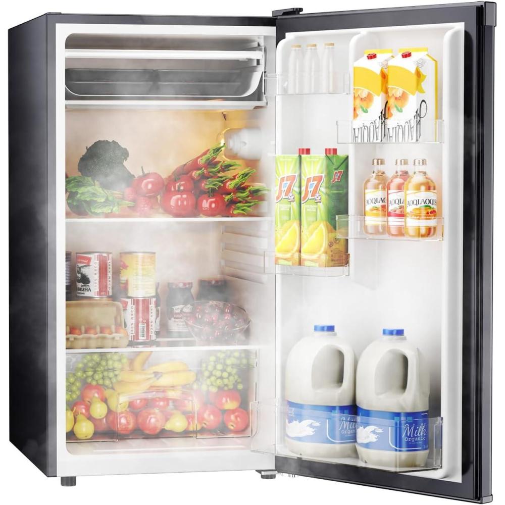 imageUpstreman 44 CuFt Mini Fridge with Freezer Single Door Mini Refrigerator for Bedroom Extra Large Capacity Energyefficient Small fridge for Office Dorm Kitchen BlackBR44