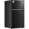 imageUpstreman 31 CuFt Mini Fridge with Freezer Double Door Small Fridge Dorm Essentials Adjustable Thermostat Energy Saving Mini Refrigerator for Office Dorm Bedroom BlackBlack