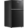 imageUpstreman 32 CuFt Mini Fridge with Freezer Double Door Mini Fridge Adjustable Thermostat Mini Refrigerator for Dorm Office Bedroom StainlessSD321Black