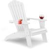 imageUpstreman Home Oversized Adirondack Chair Set of 1 Outdoor Fire Pit Chair with 2 Cup Holders Adirondack Patio Chair Weather Resistant for Outside Porch Lawn Garden A1 Max BlueWhite