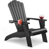 imageUpstreman Home Oversized Adirondack Chair Set of 1 Outdoor Fire Pit Chair with 2 Cup Holders Adirondack Patio Chair Weather Resistant for Outside Porch Lawn Garden A1 Max BlueBlack
