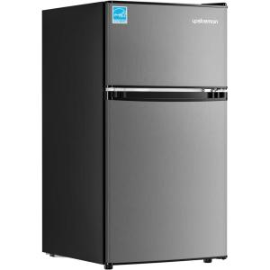 imageUpstreman 31 CuFt Mini Fridge with Freezer Double Door Small Fridge Dorm Essentials Adjustable Thermostat Energy Saving Mini Refrigerator for Office Dorm Bedroom BlackSilver