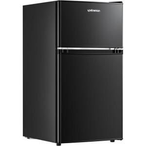 imageUpstreman 32 CuFt Mini Fridge with Freezer Double Door Mini Fridge Adjustable Thermostat Mini Refrigerator for Dorm Office Bedroom StainlessSD321Black