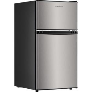 imageUpstreman 32 CuFt Mini Fridge with Freezer Double Door Mini Fridge Adjustable Thermostat Mini Refrigerator for Dorm Office Bedroom StainlessSD321Silver
