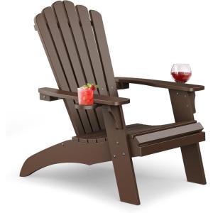 imageUpstreman Home Oversized Adirondack Chair Set of 1 Outdoor Fire Pit Chair with 2 Cup Holders Adirondack Patio Chair Weather Resistant for Outside Porch Lawn Garden A1 Max BlueCoffee
