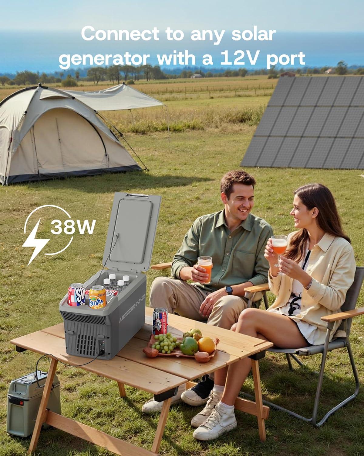 imageUpstreman 12 QT Portable Electric Cooler Thermoelectric Cooler And Warmer with Shoulder Strap 12V Car Adapter Car Refrigerator For Camping Travel Boat AR11